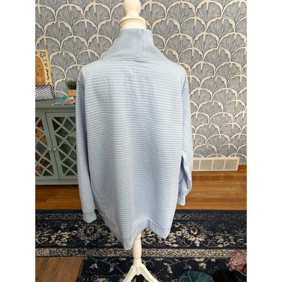 The Sweatshirt Project Sky Blue Ribbed Side Zip High Neck Thermal Sweatshirt - Picture 4 of 7